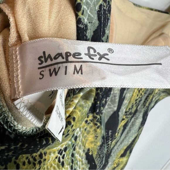 Vintage Shape FX Green Yellow Snake Built In Bra Slimming One Piece Swimsuit 14 - Picture 3 of 10